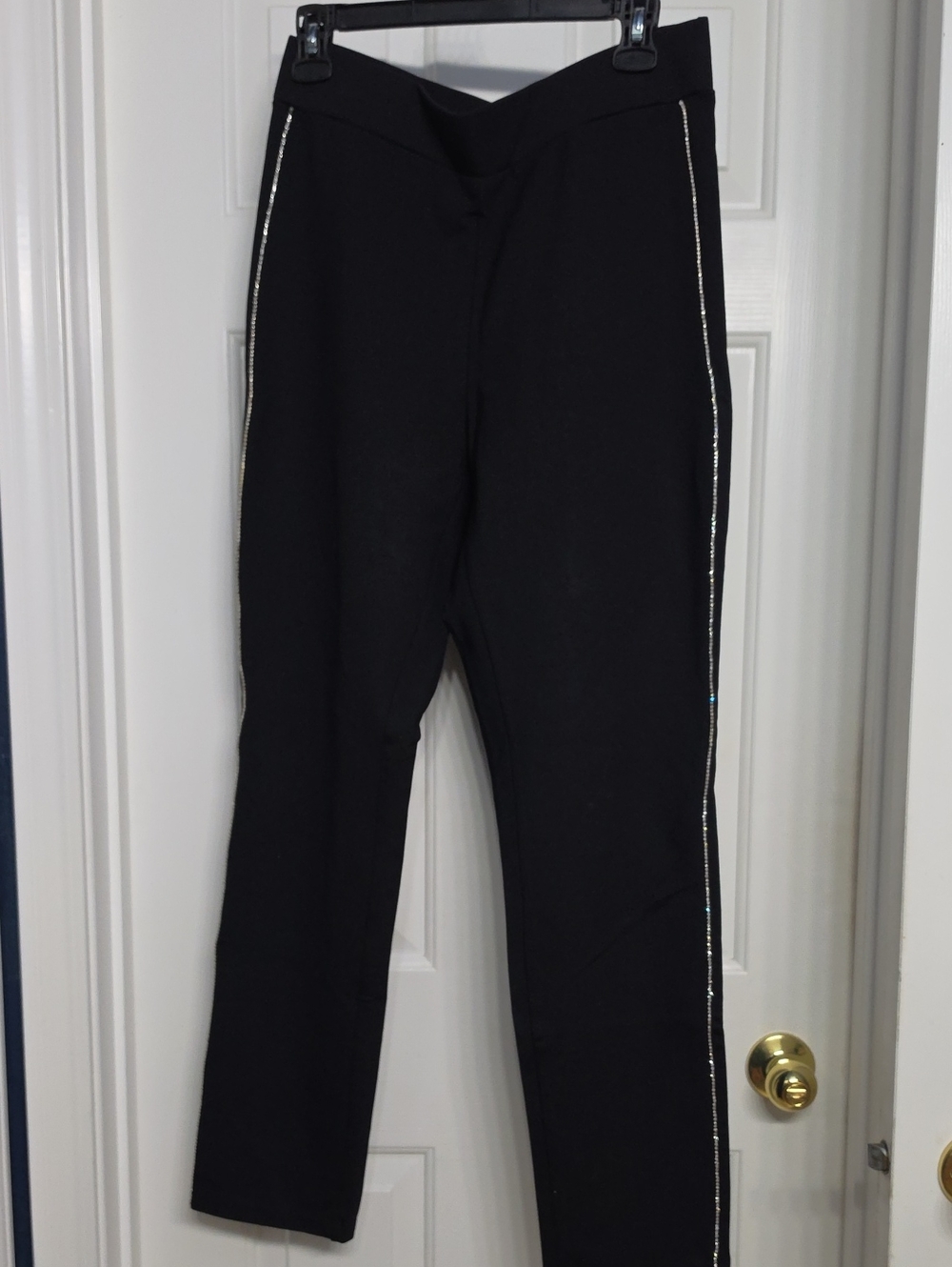 Liz Claiborne Black Straight-Legging with Rhinestone Side Trim
